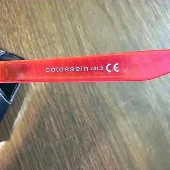 Colossein Sunglasses. Clear Face. Pink Arms And Pink Reflective Lenses. Case - Picture 3 of 10